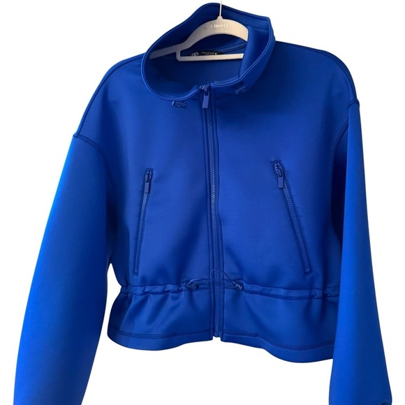 Zara Jackets & Blazers - Zara Bright Blue Bomber Jacket with Zip Pockets